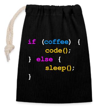 Kein Kaffee Kein Code Programmierer Informatiker - Verschließbarer Geschenkbeutel aus Baumwolle (14x20cm) - Schwarz - Vorne