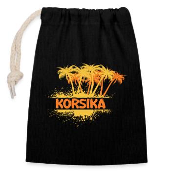 Korsika als Sonne - Verschließbarer Geschenkbeutel aus Baumwolle (14x20cm) - Schwarz - Vorne