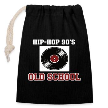 Hip Hop 90s Old School DJ Vinyl - Closable cotton gift bag (14x20cm) - black - Front