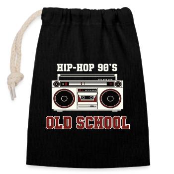 Hip Hop 90s Old School DJ Vinyl - Closable cotton gift bag (14x20cm) - black - Front