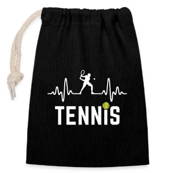 Tennis Heartbeat Tennis Player - Closable cotton gift bag (14x20cm) - black - Front