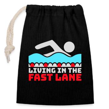 Life In The Fast Lane Float Funny Pool Saying - Closable cotton gift bag (14x20cm) - black - Front