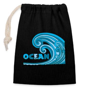 The wave - Closable cotton gift bag (14x20cm) - black - Front