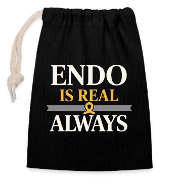 Sensibilisation à l’endométriose Guerrier de l’endo - Sac cadeau en coton avec cordon (14 x 20 cm) - noir - Devant