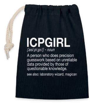 Spectrométrie de masse ICP-MS Girl - Sac cadeau en coton avec cordon (14 x 20 cm) - bleu marine - Devant