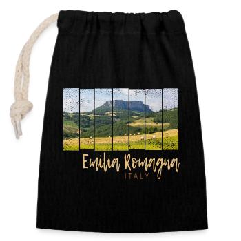 Emilia-Romagna in Italien Panorama Souvenir - Verschließbarer Geschenkbeutel aus Baumwolle (14x20cm) - Schwarz - Vorne