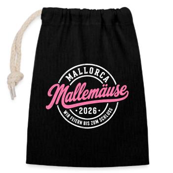 Malle 2026 Mallemäuse Nous célébrons jusqu’au bout - Sac cadeau en coton avec cordon (14 x 20 cm) - noir - Devant