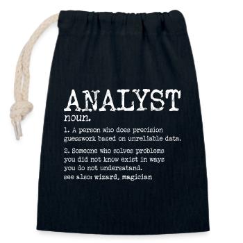 Analyst Glyphs: Vintage Data Typography - Closable cotton gift bag (14x20cm) - navy - Front