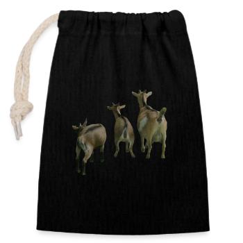 Chèvres de ferme - Sac cadeau en coton avec cordon (14 x 20 cm) - noir - Devant