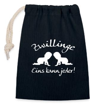 Twins, one can anyone! - Closable cotton gift bag (14x20cm) - navy - Front