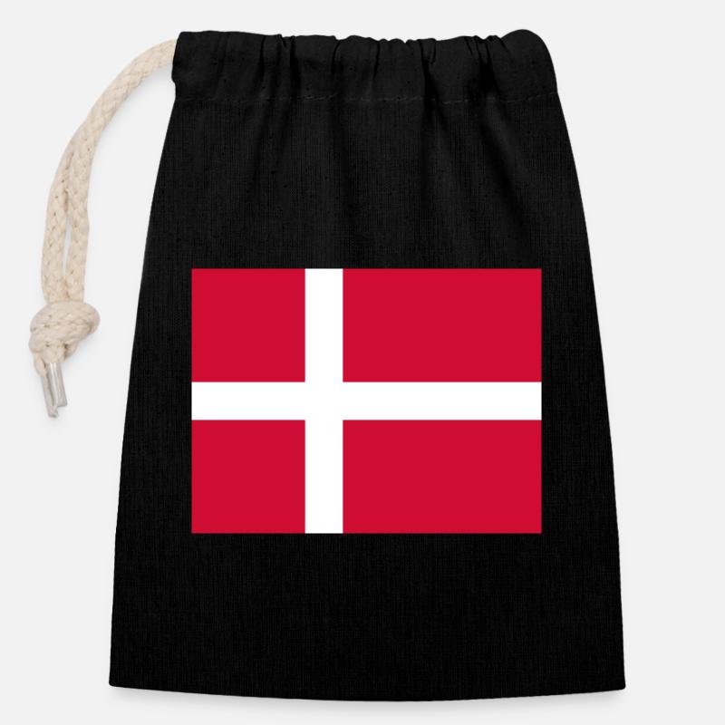 Danemark - Sac cadeau en coton avec cordon (14 x 20 cm) - noir