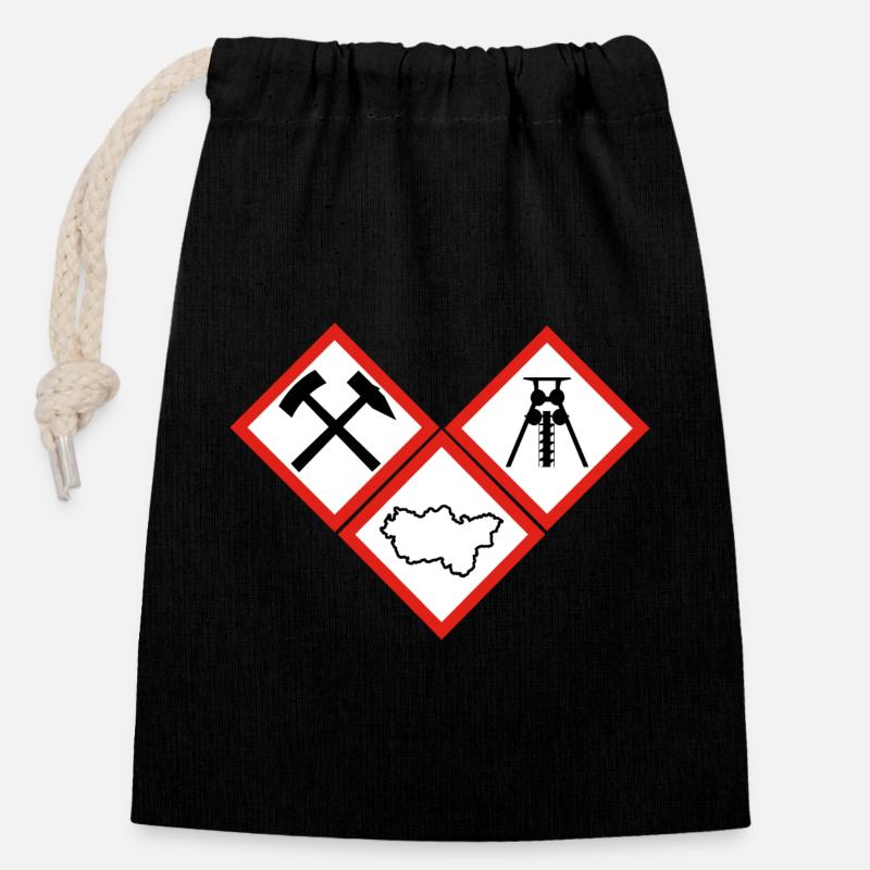 DANGER RUHRPOTT - Closable cotton gift bag (14x20cm) - black