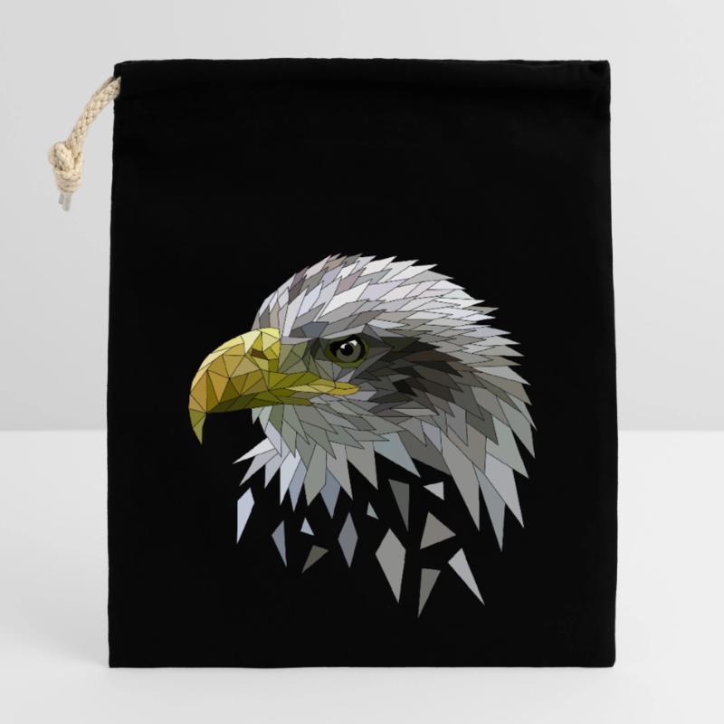 White-tailed eagle low poly polygons geometric Closable cotton gift bag (14x20cm)