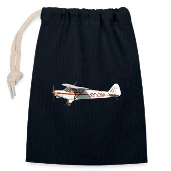 avion - Sac cadeau en coton avec cordon (14 x 20 cm) - bleu marine - Devant