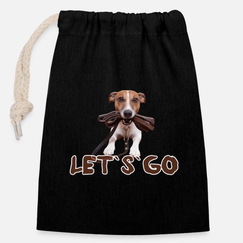 jack russel - Sac cadeau en coton avec cordon (14 x 20 cm) - noir