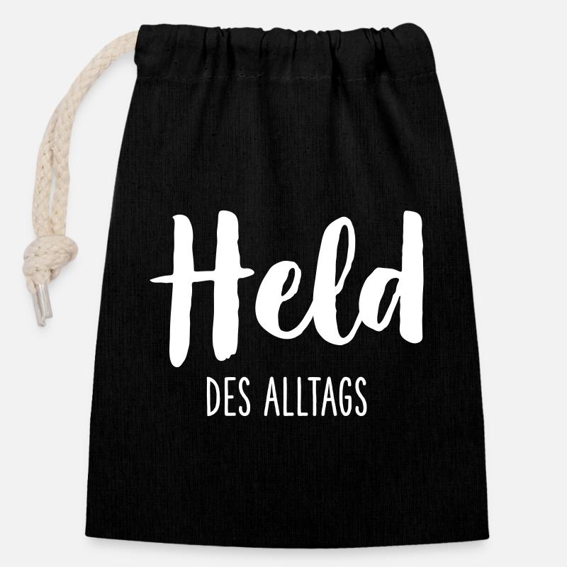 Held des Alltags - Helfer Retter Held - Verschließbarer Geschenkbeutel aus Baumwolle (14x20cm) - Schwarz