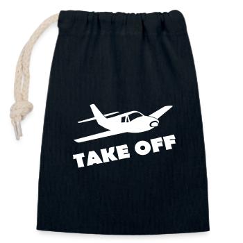 TAKE OFF - Verschließbarer Geschenkbeutel aus Baumwolle (14x20cm) - Navy - Vorne