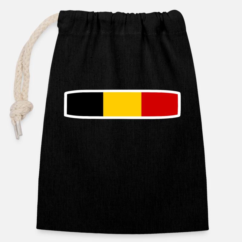 Belgium - Closable cotton gift bag (14x20cm) - black