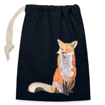 Fox sitting satisfied Fox smart foxes - Closable cotton gift bag (14x20cm) - navy - Front