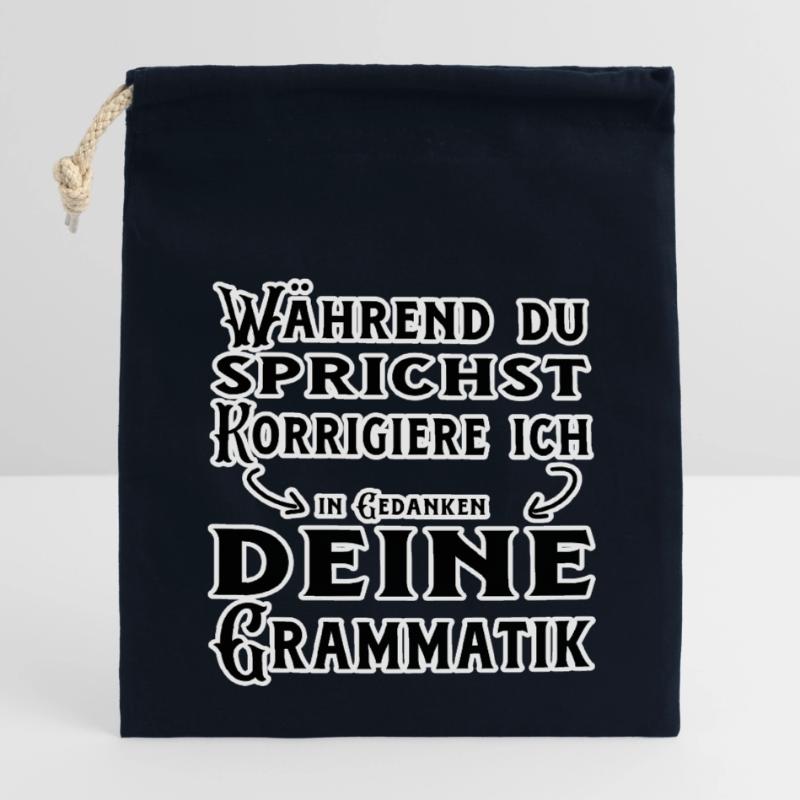 German language difficult language Closable cotton gift bag (14x20cm)
