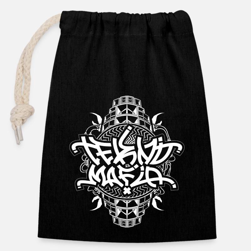 Tekno Mafia Free Party - Sac cadeau en coton avec cordon (14 x 20 cm) - noir