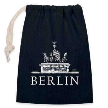 Berlin Brandenburg Gate / Quadriga - Closable cotton gift bag (14x20cm) - navy - Front