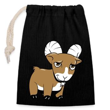 Goat kind lys - Closable cotton gift bag (14x20cm) - black - Front