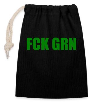 Fck grn - Verschließbarer Geschenkbeutel aus Baumwolle (14x20cm) - Schwarz - Vorne
