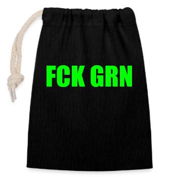 Fck grn - Verschließbarer Geschenkbeutel aus Baumwolle (14x20cm) - Schwarz - Vorne