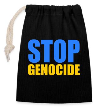Stop genocide - Closable cotton gift bag (14x20cm) - black - Front