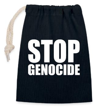Stop genocide - Closable cotton gift bag (14x20cm) - navy - Front