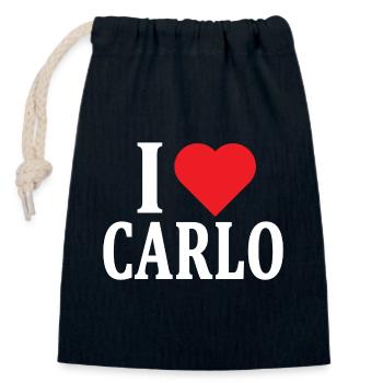 t-shirt I love Carlo t-shirt gift idea - Closable cotton gift bag (14x20cm) - navy - Front
