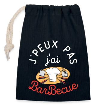 J peux Pas J ai Barbecue - Sac cadeau en coton avec cordon (14 x 20 cm) - bleu marine - Devant