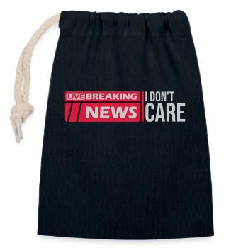 Breaking news don't care - Closable cotton gift bag (14x20cm) - navy - Front