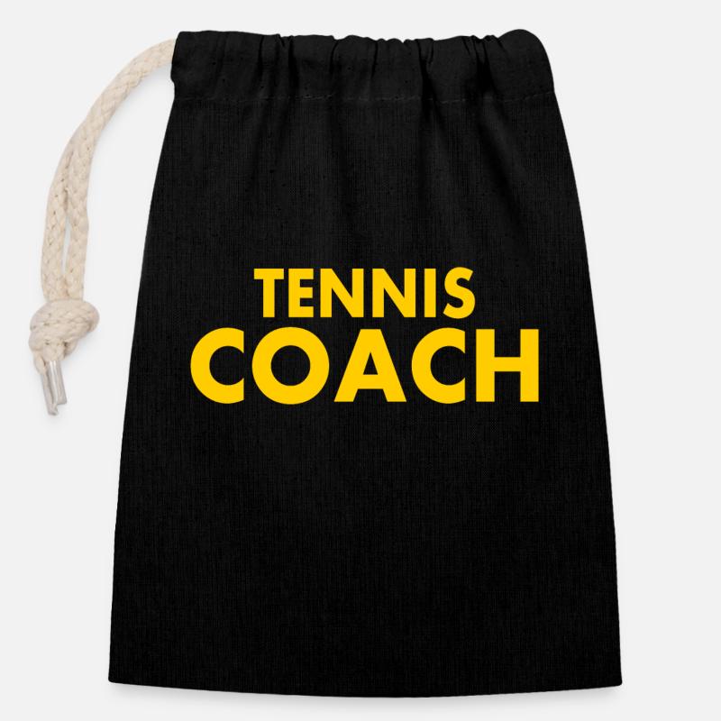Tennis coach - Verschließbarer Geschenkbeutel aus Baumwolle (14x20cm) - Schwarz