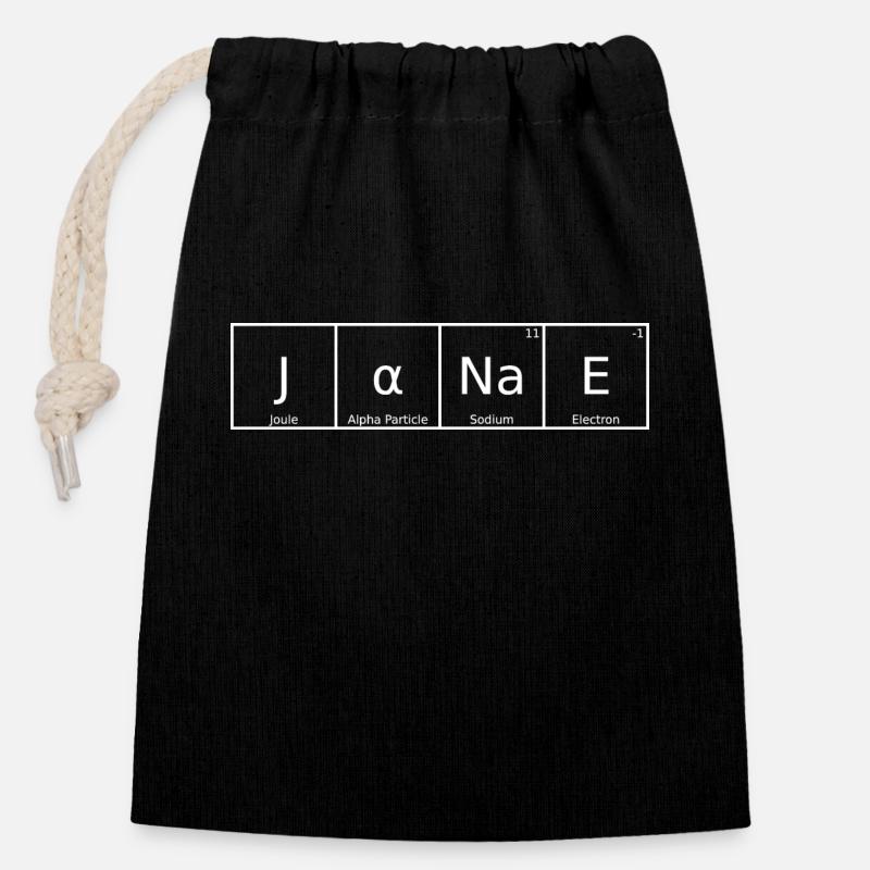 Janae Name Vorname Chemie Periodensystem Elemente - Verschließbarer Geschenkbeutel aus Baumwolle (14x20cm) - Schwarz