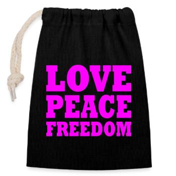 Love peace freedom - Sac cadeau en coton avec cordon (14 x 20 cm) - noir - Devant
