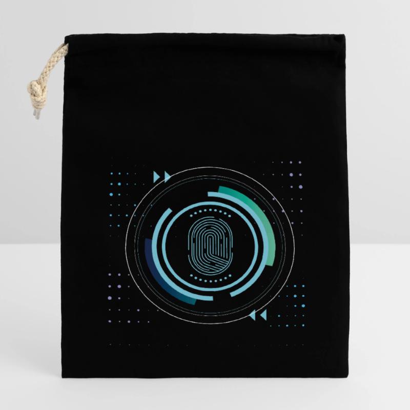 identité sécurité sécurité nerd pixel pc tech science Sac cadeau en coton avec cordon (14 x 20 cm)