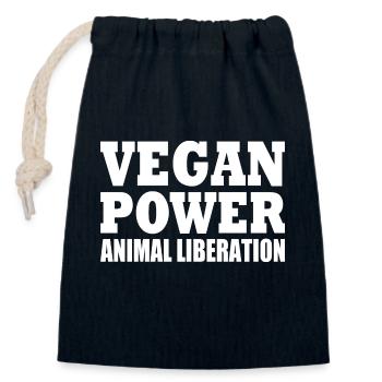 Vegan power animal liberation - Closable cotton gift bag (14x20cm) - navy - Front