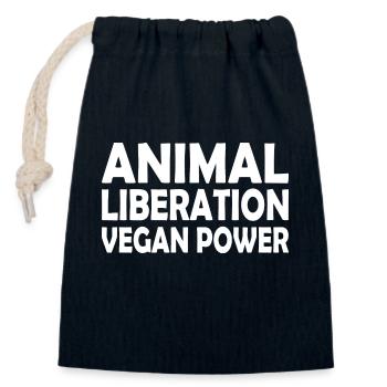animal liberation Vegan power - Closable cotton gift bag (14x20cm) - navy - Front