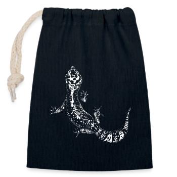 Gecko / Leopard gecko - Closable cotton gift bag (14x20cm) - navy - Front
