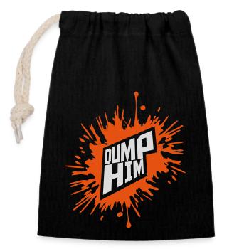 dump him quote logo - Closable cotton gift bag (14x20cm) - black - Front