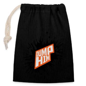 dump him quote logo - Closable cotton gift bag (14x20cm) - black - Front