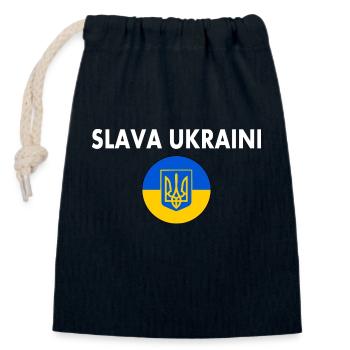 Slava ukraini - Closable cotton gift bag (14x20cm) - navy - Front