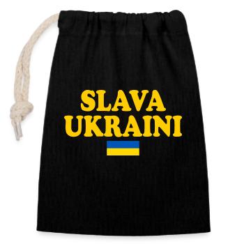 Ukraine - Sac cadeau en coton avec cordon (14 x 20 cm) - noir - Devant