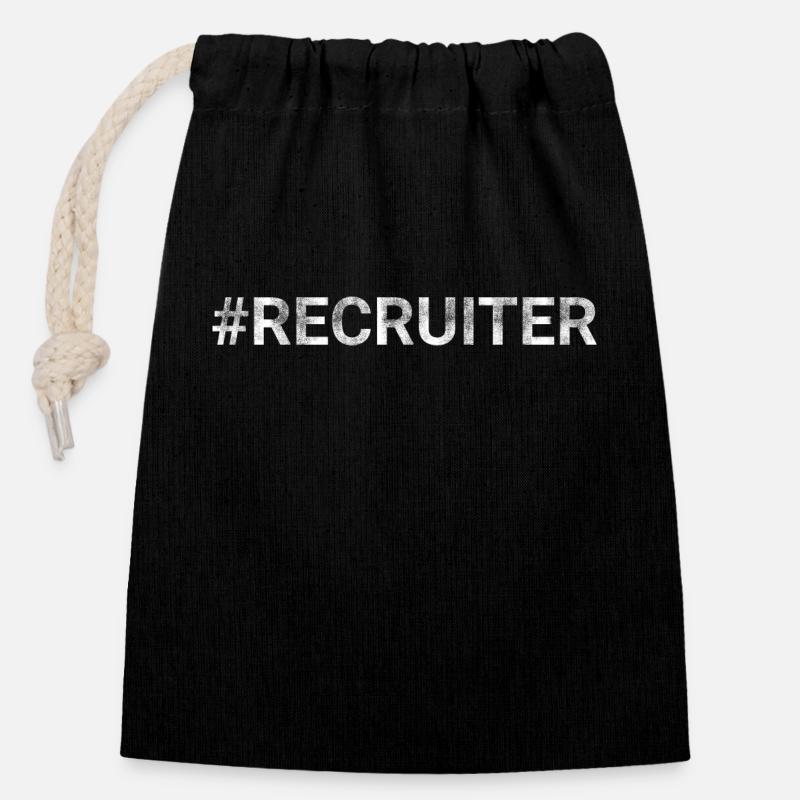 Recruiter - Closable cotton gift bag (14x20cm) - black