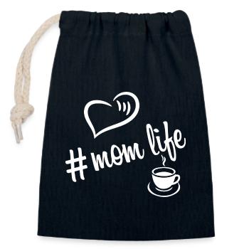 Mom Life Coffe White - Closable cotton gift bag (14x20cm) - navy - Front