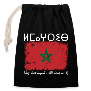 Morocco Flag Vintage Retro Morocco Football Retro - Closable cotton gift bag (14x20cm) - black - Front