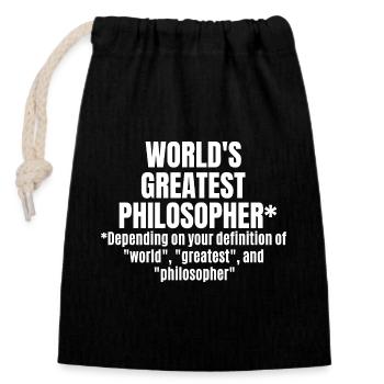World's Greatest Philosopher Funny Philosophy - Closable cotton gift bag (14x20cm) - black - Front
