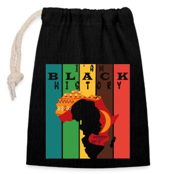I'am African Black History - Closable cotton gift bag (14x20cm) - black - Front